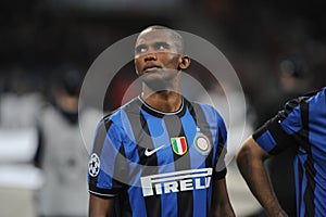 Samuel Eto`o before the match